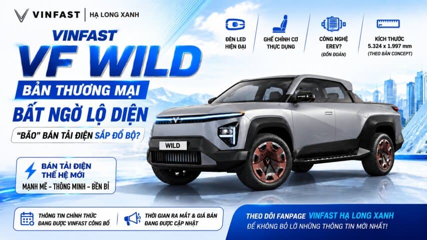 VinFast VF Wild bản thương mại bất ngờ lộ diện – “Bão” bán tải điện sắp đổ bộ?