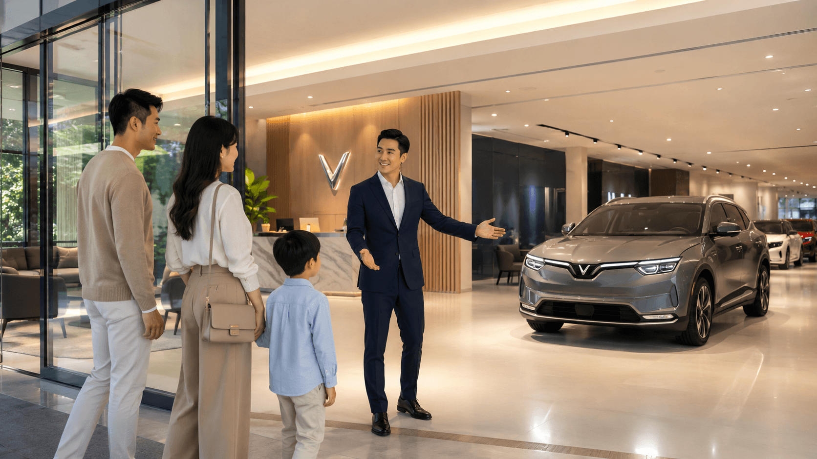 Đón tiếp khách tham quan showroom